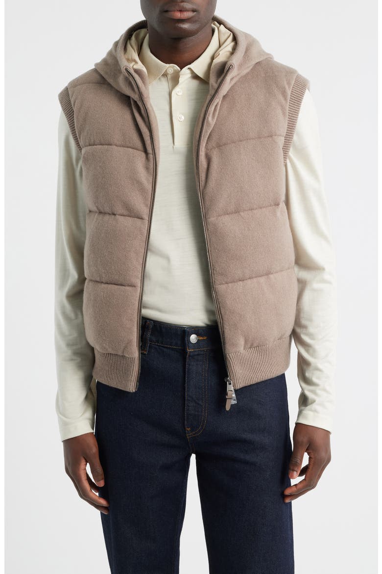 Henrico Quilted Cashmere Hooded Vest, Main, color, OPEN BEIGE