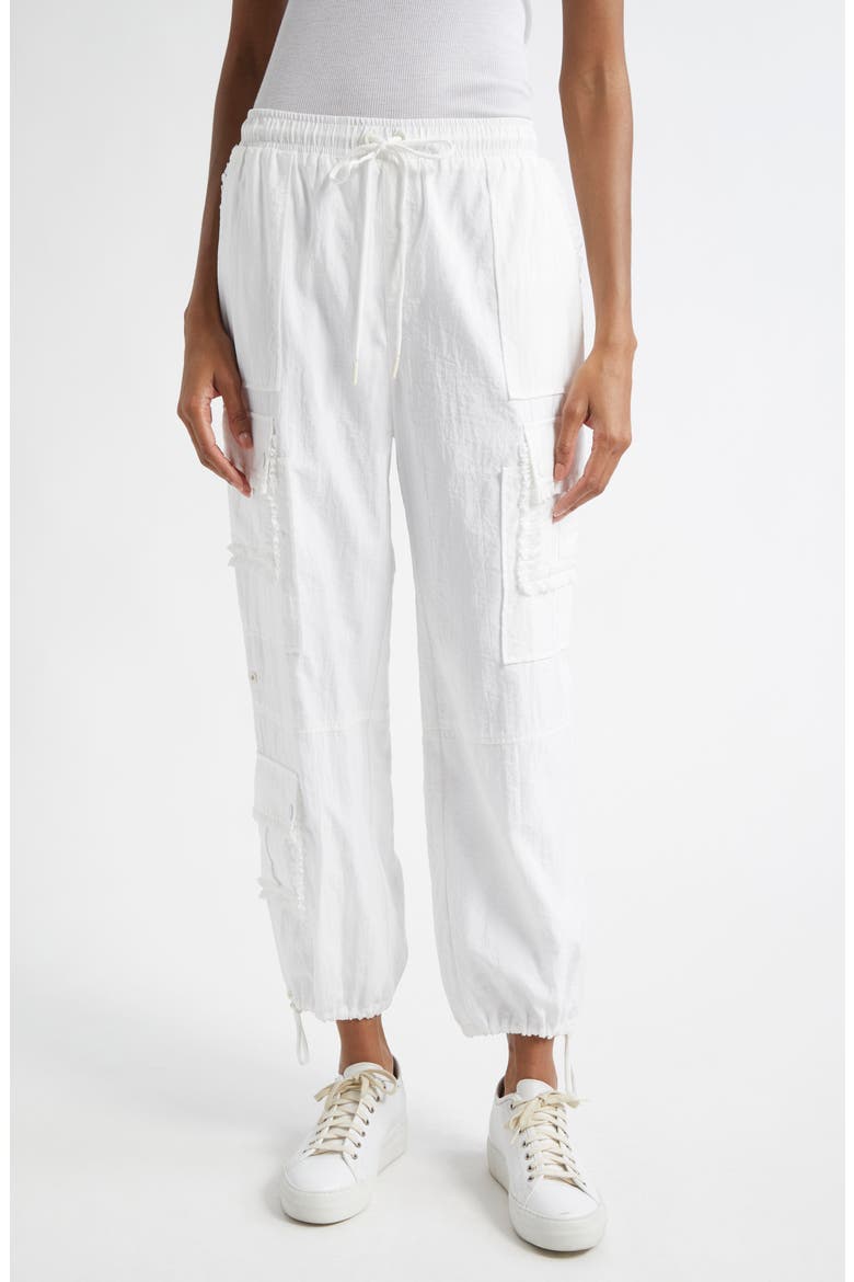Nitsan Ruffle Trim Parachute Pants, Main, color, WHITE