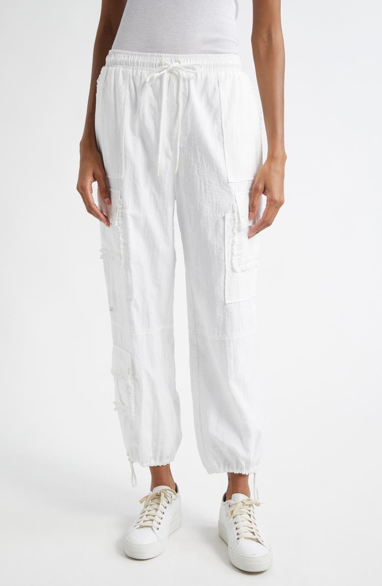 Cinq à Sept Nitsan Ruffle Trim Parachute Pants, Main, color, White