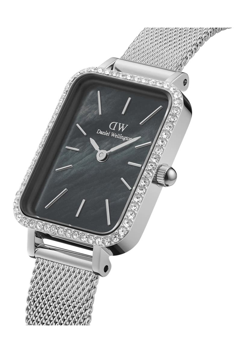 Quadro Mesh Strap Watch, 20mm x 26mm, Alternate, color, SILVER