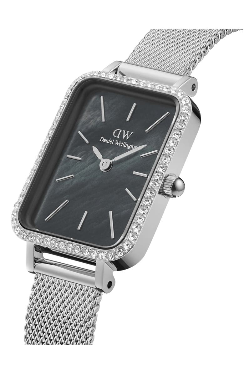 Daniel Wellington Quadro Mesh Strap Watch, 20mm x 26mm, Alternate, color, Silver