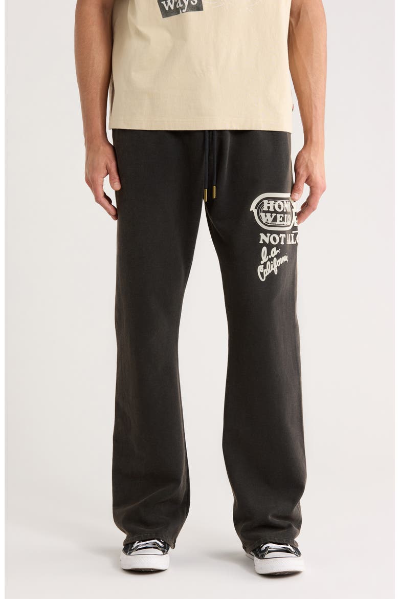 Not Allowed Graphic Cotton Fleece Pants, Main, color, BLACK