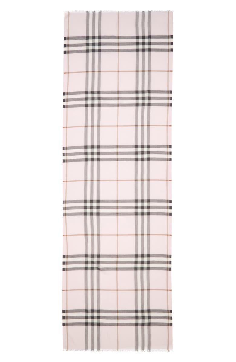 Burberry Giant Check Wool & Silk Scarf, Main, color, Pale Candy Pink