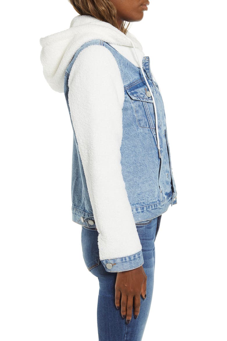 Fleece Contrast Denim Jacket, Alternate, color, STEPCHILD