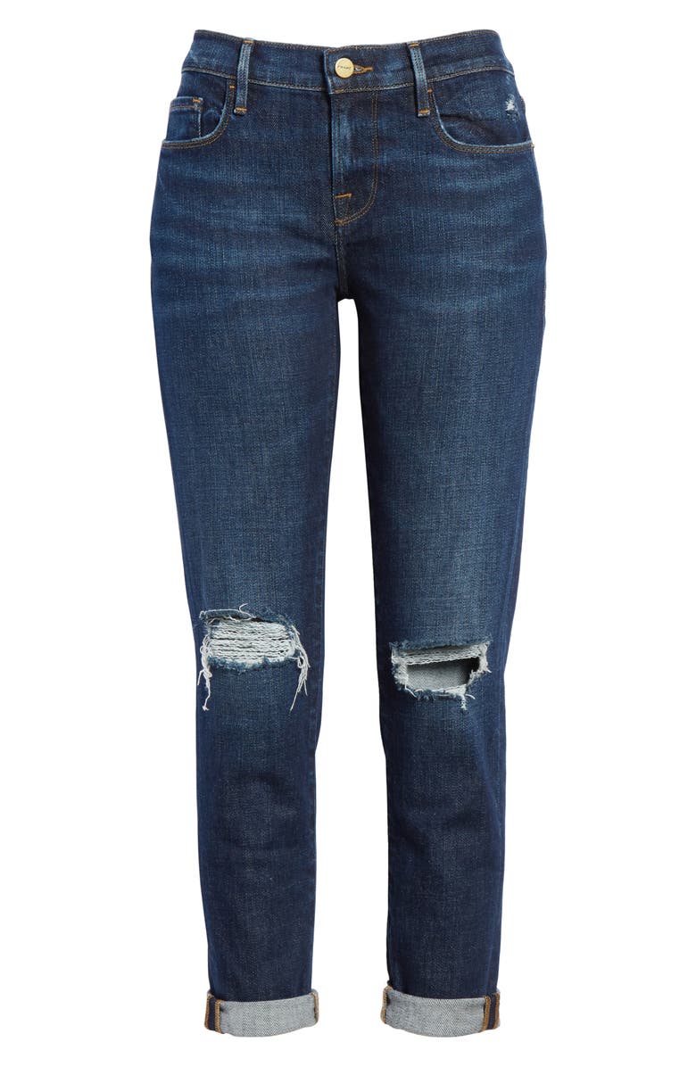 FRAME Le Garcon Ripped Ankle Slim Boyfriend Jeans, Alternate, color, 