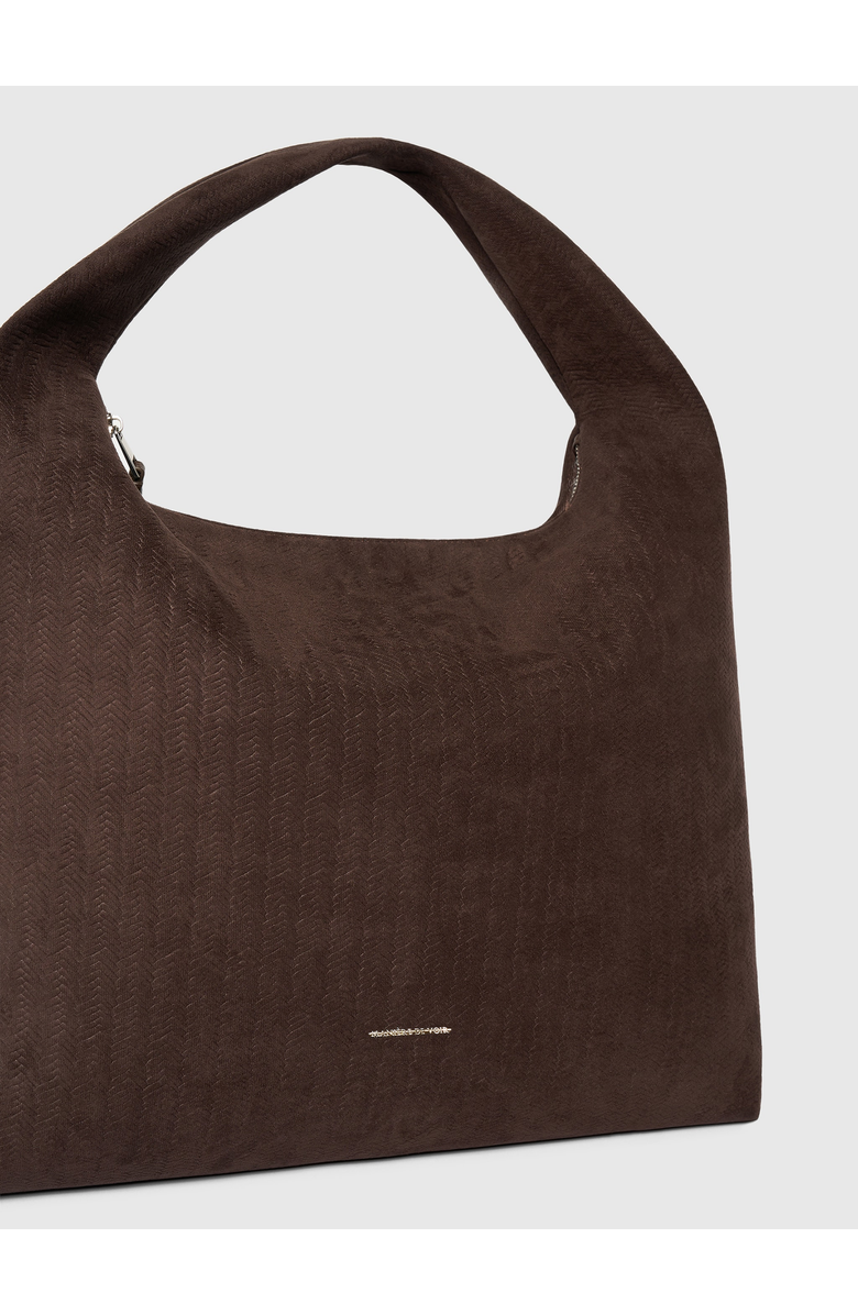 Manière De Voir Aubin Braided Suede Hobo Bag, Alternate, color, Brown