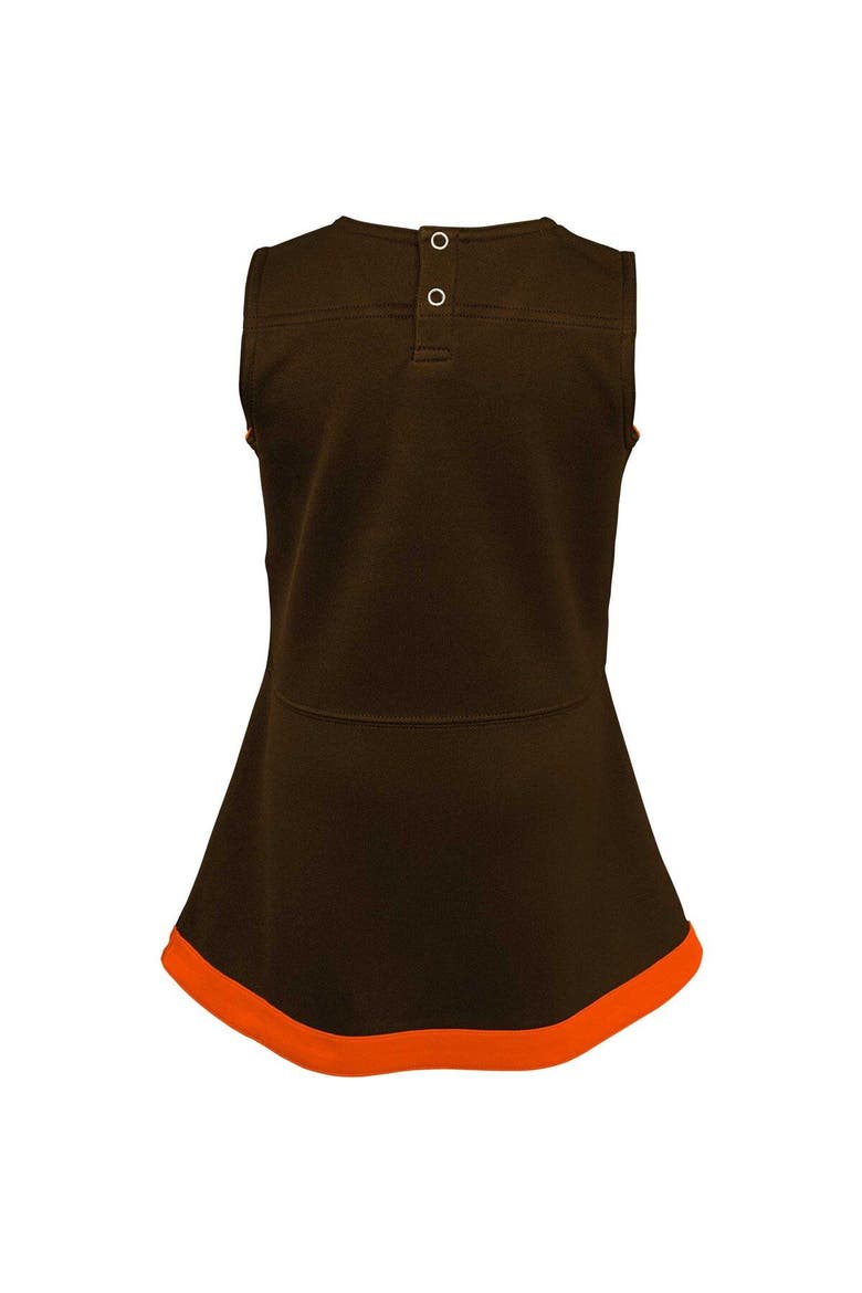 Girls Infant Brown Cleveland Browns Cheer Captain Jumper Dress, Alternate, color, Brown