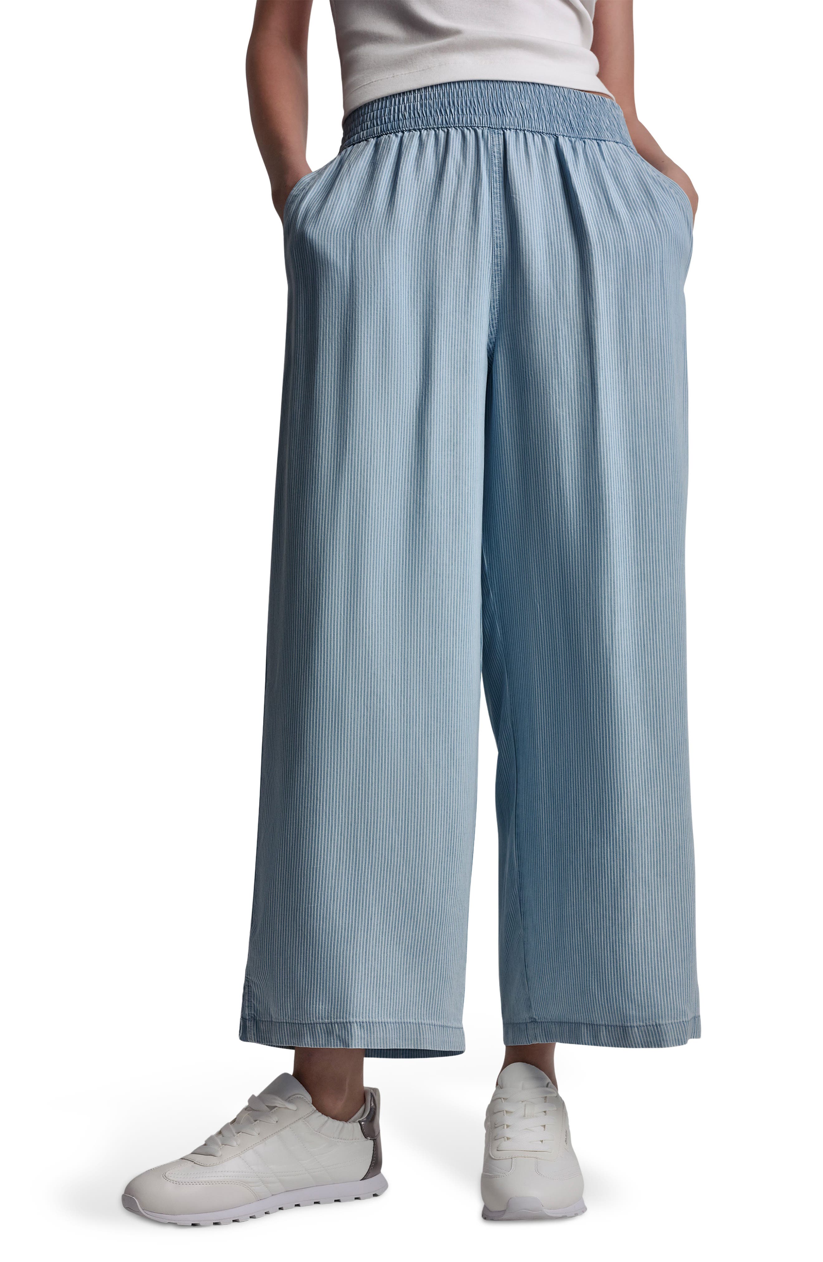 DKNY Jeans High Rise Tencel® Lyocell Wide Leg Pants