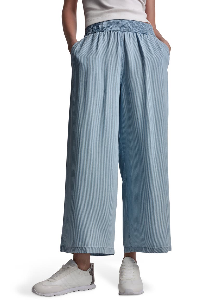 High Rise Tencel® Lyocell Wide Leg Pants, Main, color, CHAMBRAY STRIPE