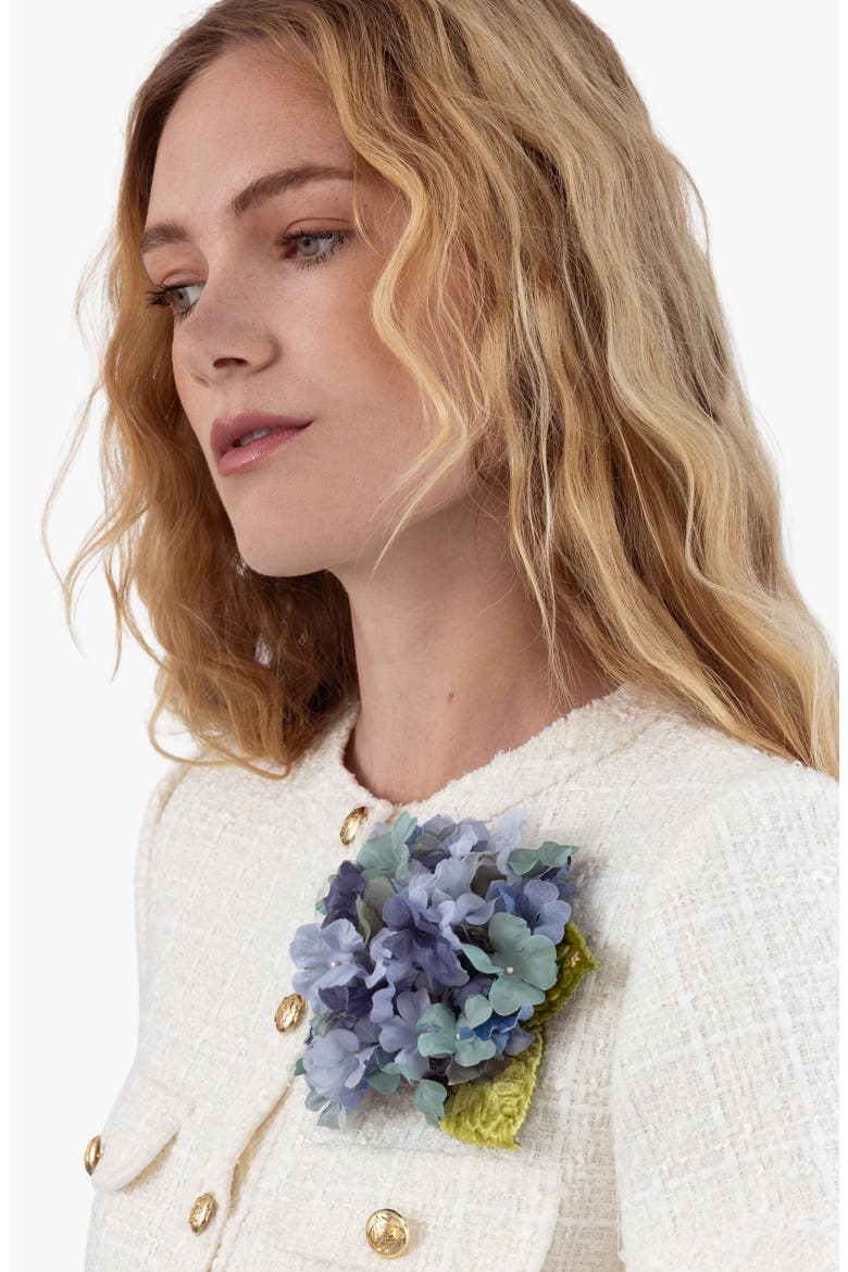 The Blue Hydrangea Floral Brooch, Alternate, color, Blue