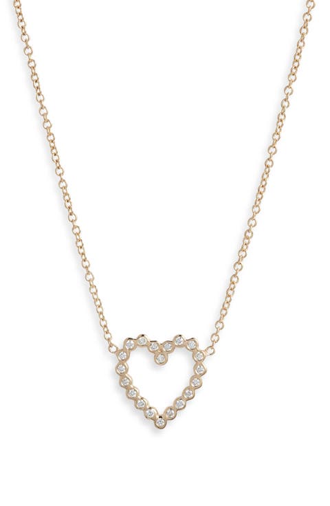 14K Gold Diamond Heart Pendant Necklace