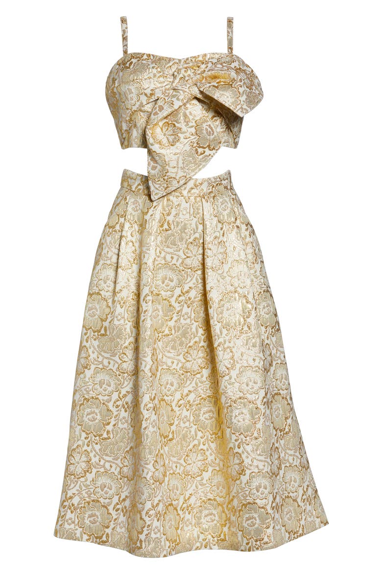 Dalsey 2-Piece Party Dress, Alternate, color, GOLD BLOOMING FLORAL BROCADE