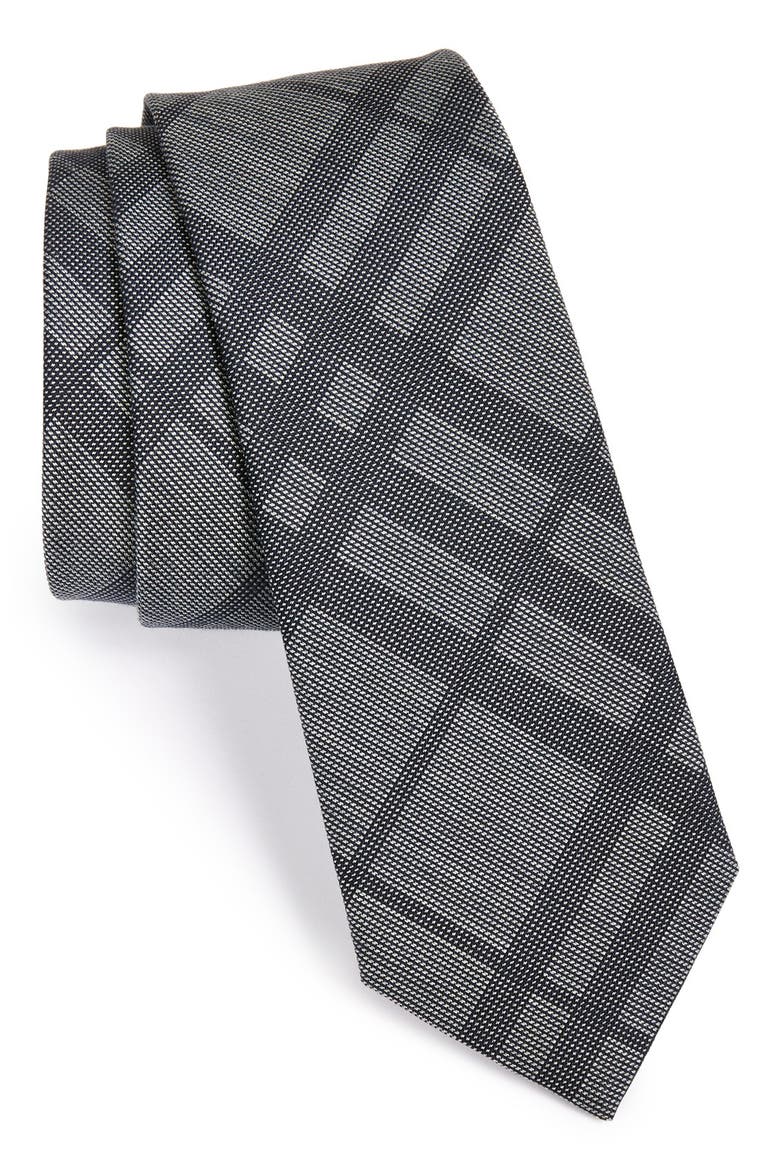 London 'Rohan' Woven Silk & Cotton Tie, Main, color, MIDIUM GREY