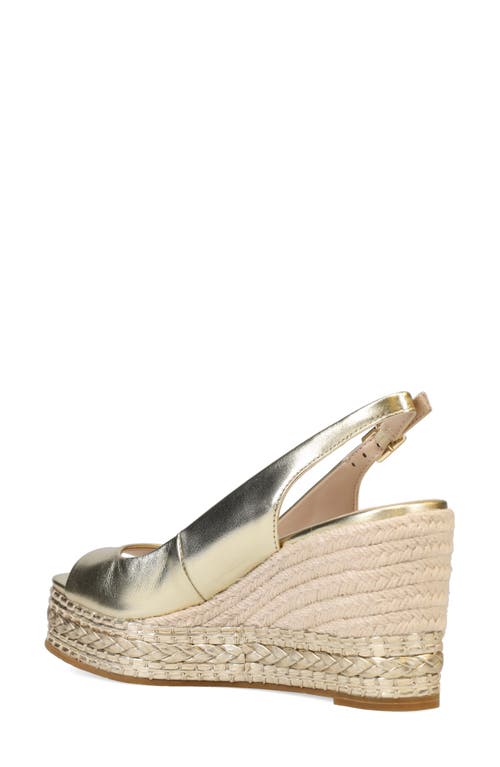 Pelle Moda Eleny Slingback Espadrille Platform Wedge Peep Toe Sandal In Champagne
