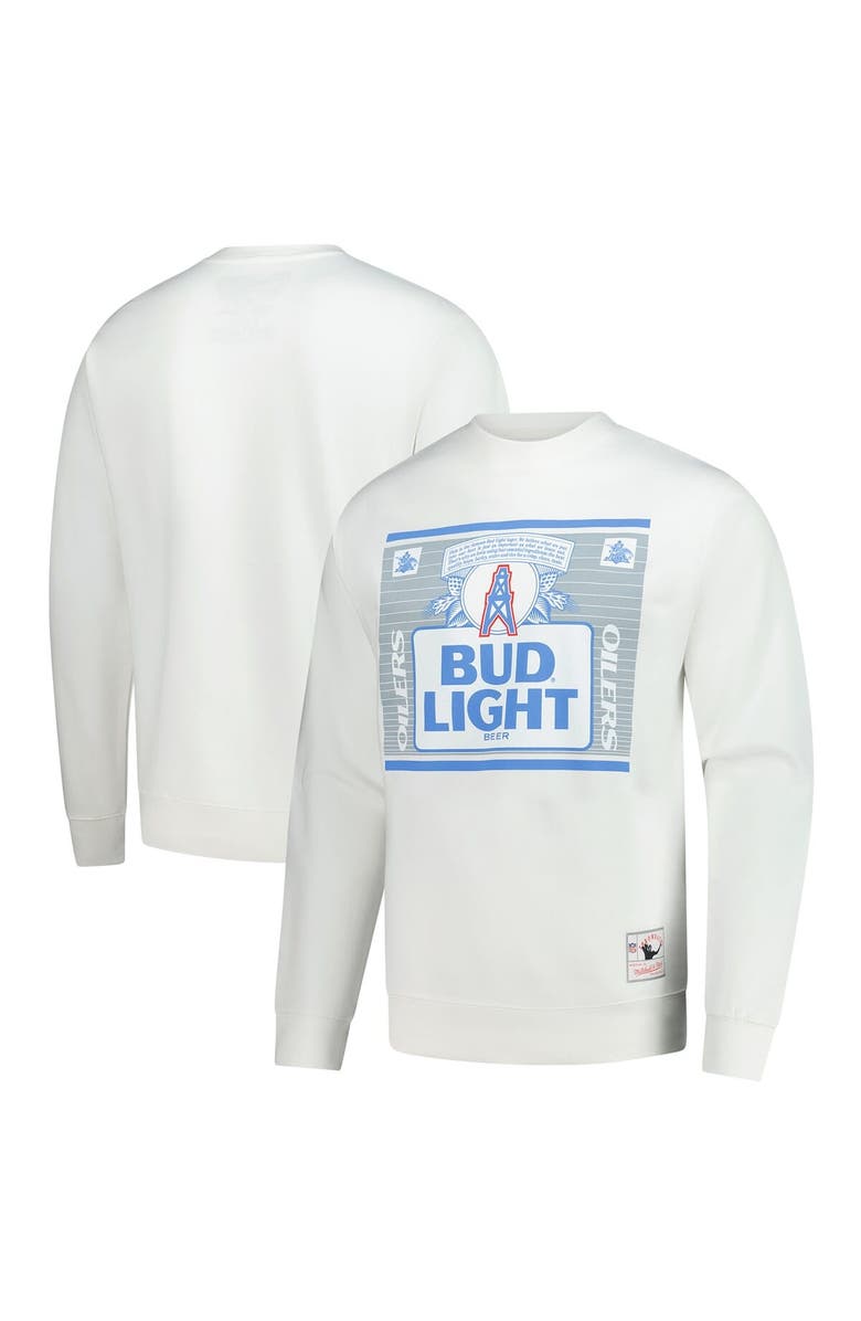 Mitchell & Ness Men's Mitchell & Ness x Bud Light White Houston Oilers The Crest Pullover Sweatshirt, Main, color, White