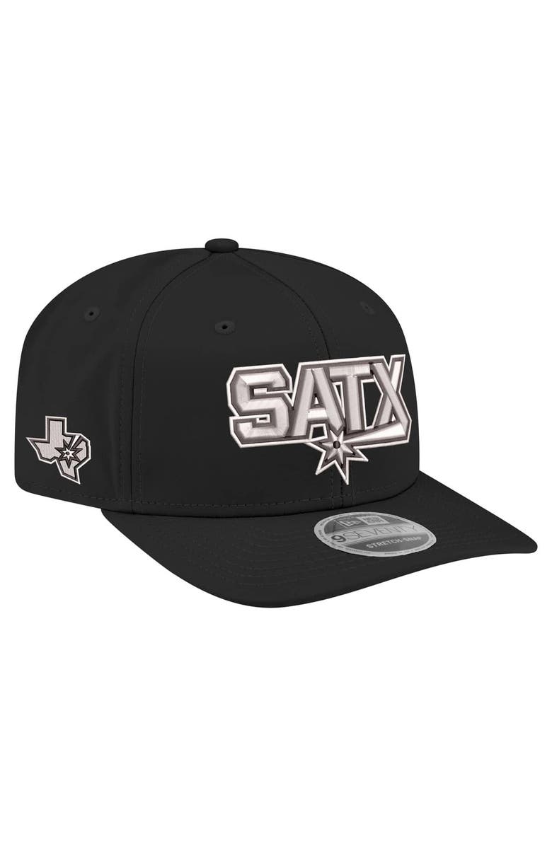 New Era Men's New Era  Black San Antonio Spurs Statement Edition Jersey Hook 9SEVENTY Stretch-Snap Hat, Main, color, 