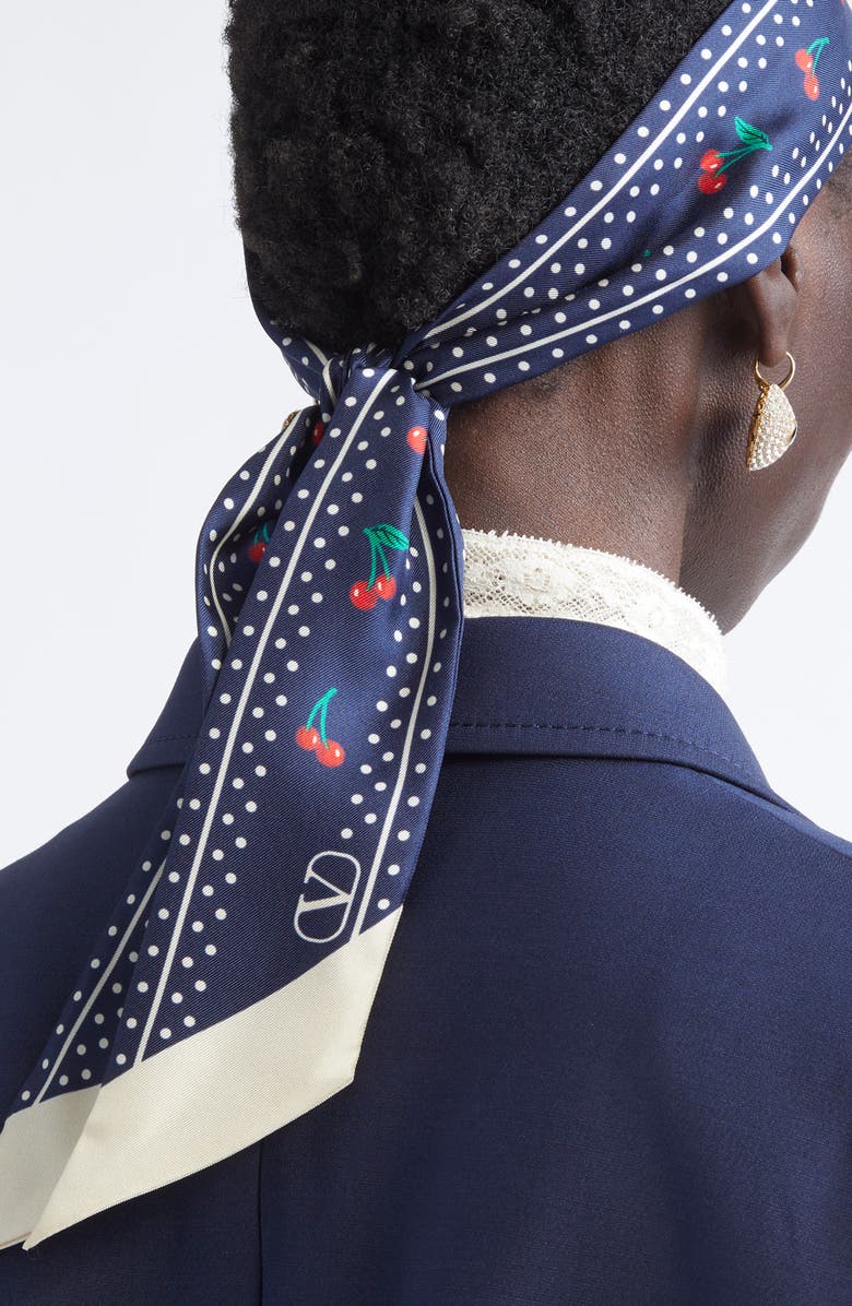 Valentino Garavani Cherryfic Silk Skinny Scarf, Alternate, color,