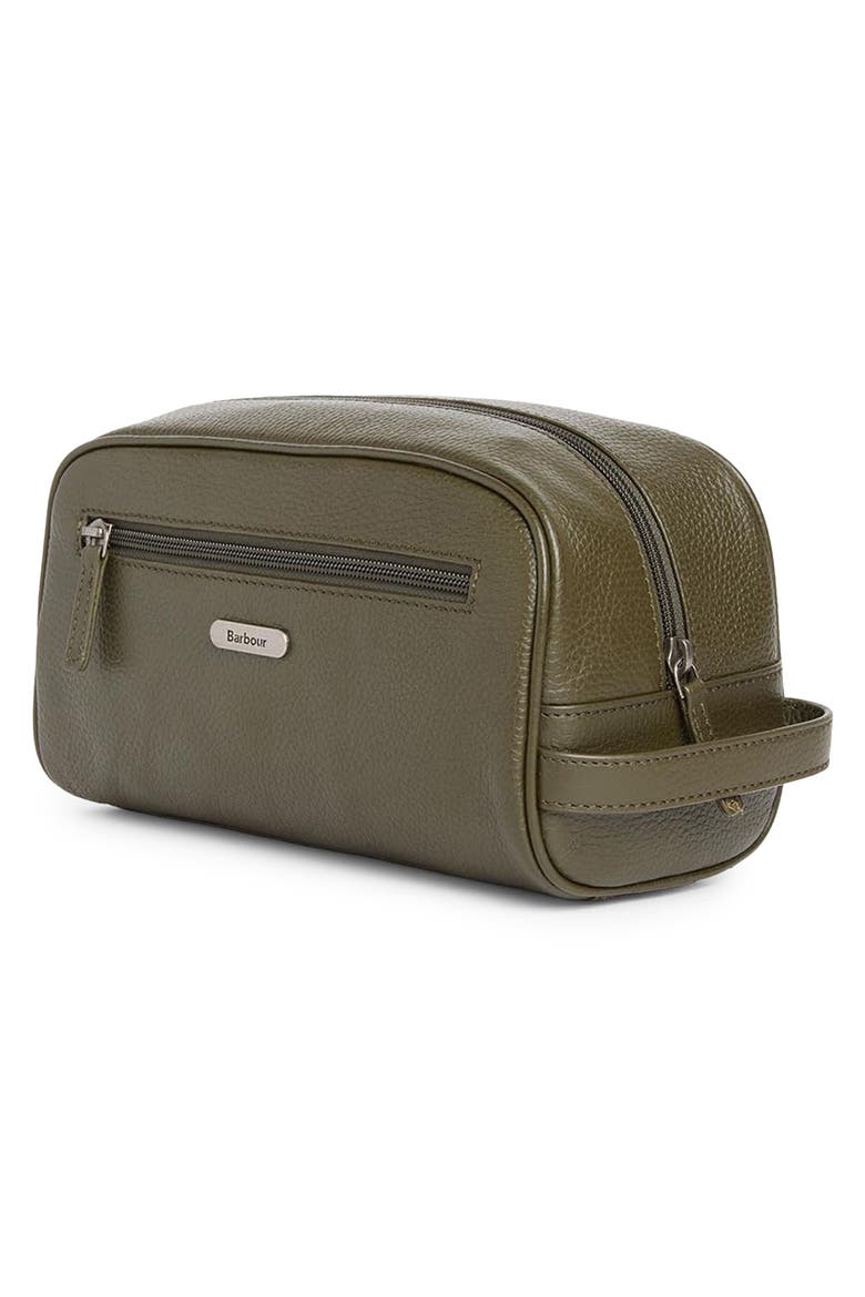 Brunton Leather Washbag, Alternate, color, DARK OLIVE