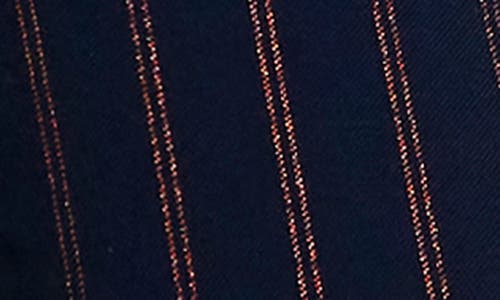 Smythe Metallic Stripe Bootcut Pants In Copper Pinstripe Navy