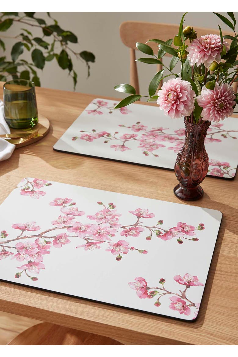 Pink Blossom Set of 4 Cork Back Placemats, Alternate, color, Pink