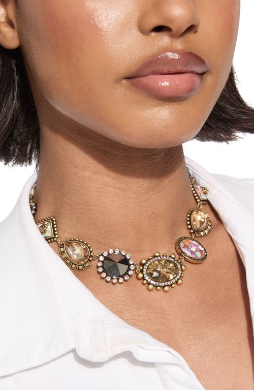 Kurt Geiger London Mixed Crystal Statement Necklace In Gold