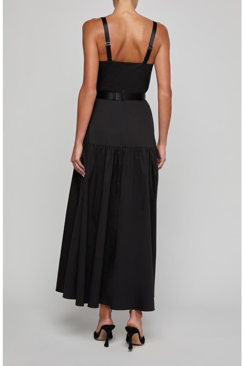 Rima Belted Front Zip Midi Dress, Alternate, color, BLACK