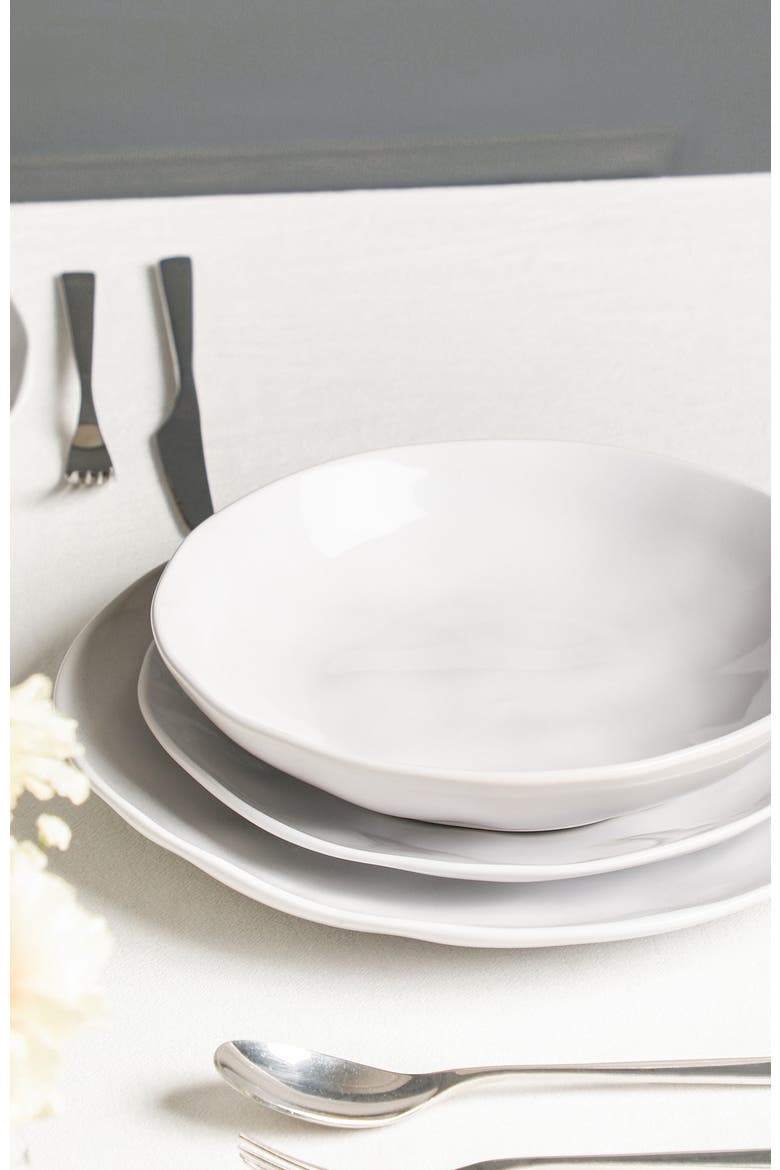 Harper Stoneware 12-Piece Dinnerware Set, Alternate, color, White