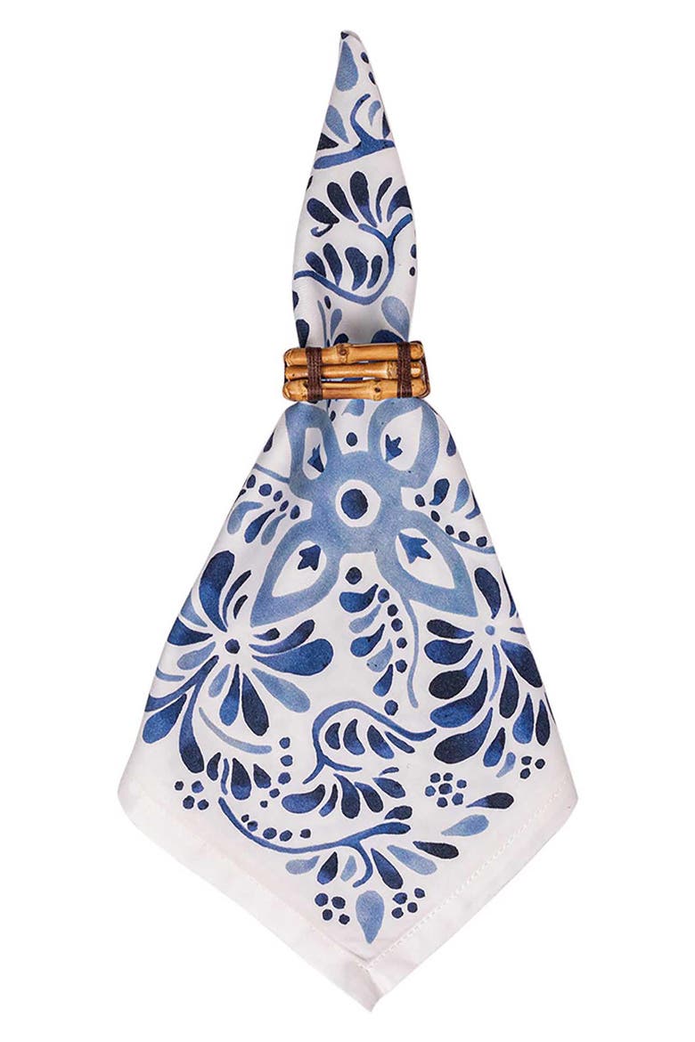Iberian Set of 4 Cotton Sateen Napkins, Alternate, color, INDIGO
