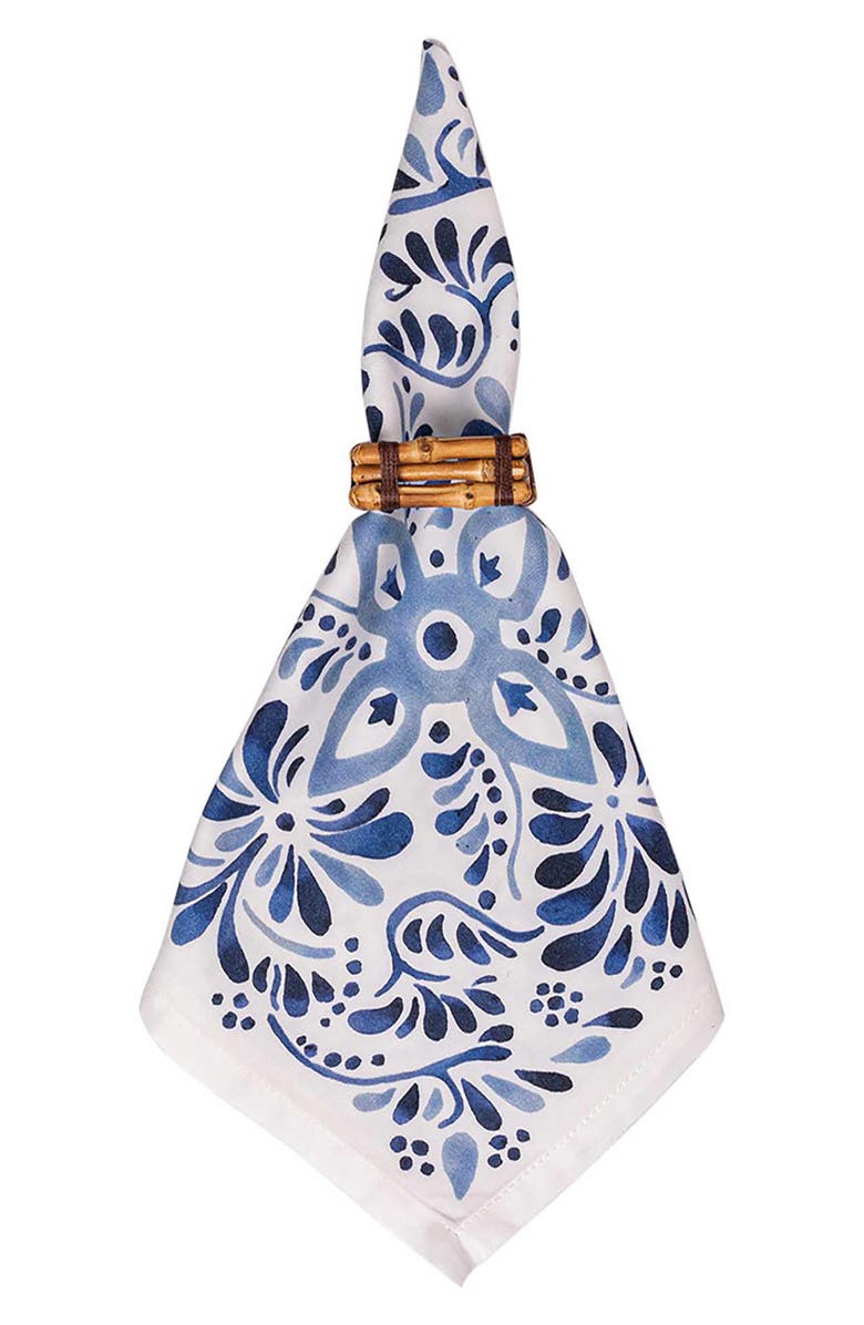 Juliska Iberian Set of 4 Cotton Sateen Napkins, Alternate, color, Indigo