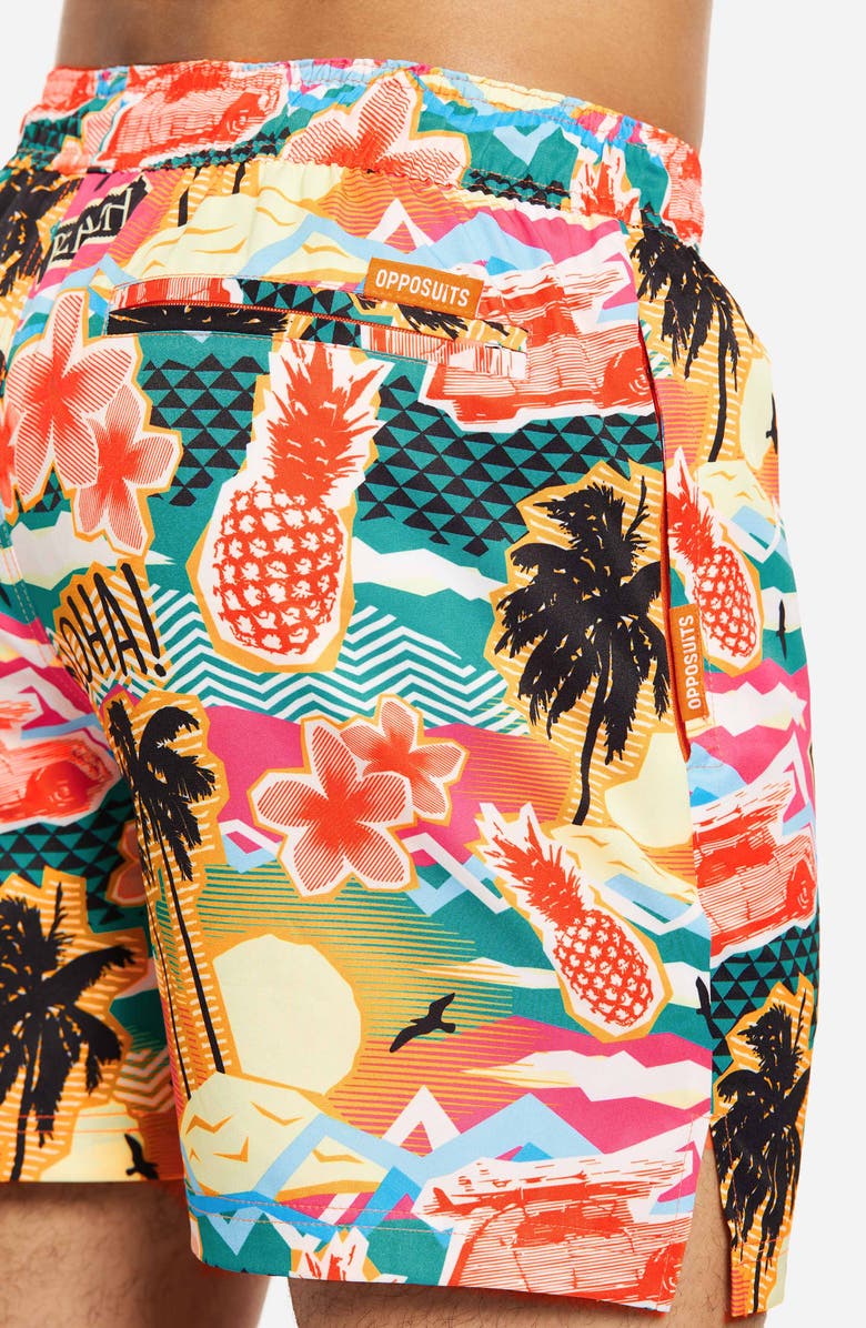 OppoSuits Aloha Hero Stretch Swim Trunks, Alternate, color, Orange