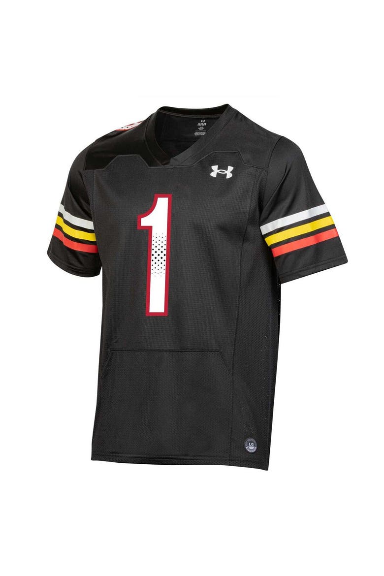 Youth Under Armour #1 Black Maryland Terrapins Replica Football Jersey, Alternate, color, Black