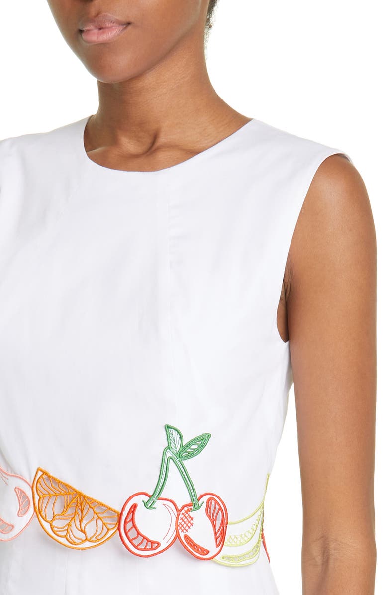 Lela Rose Embroidered Fruit Pleated Popover Dress, Alternate, color,