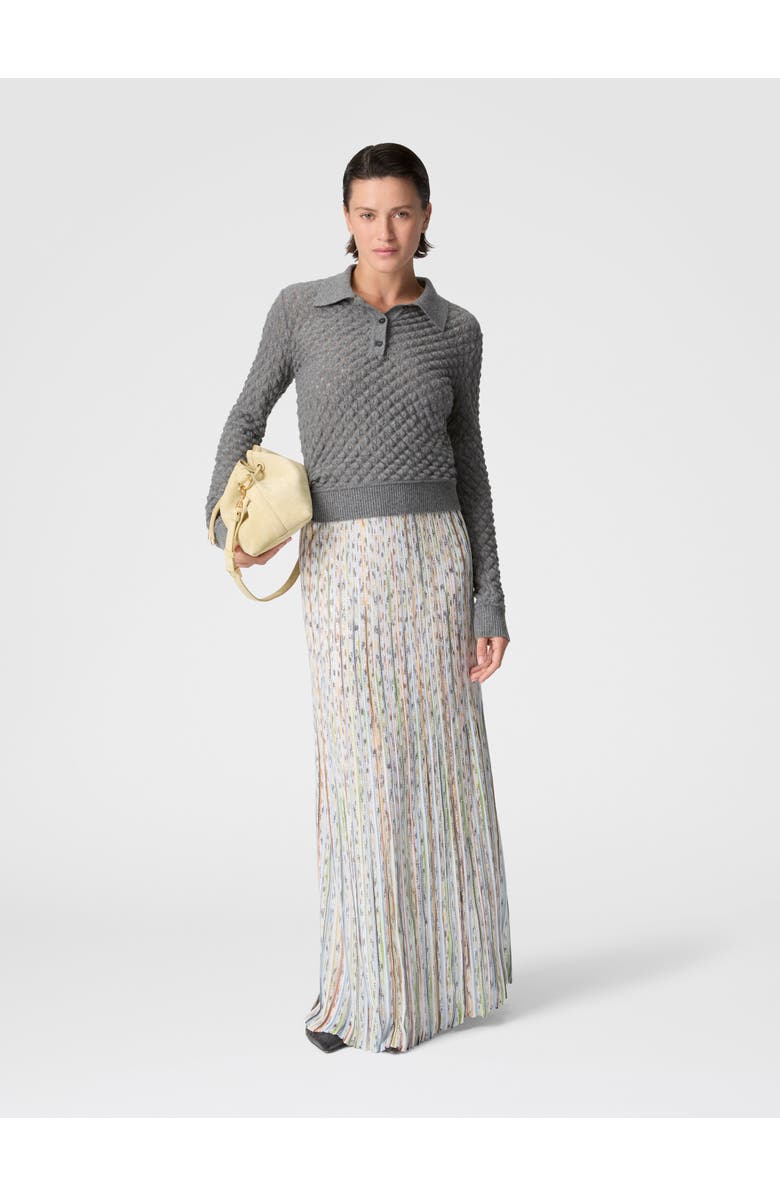 Missoni Cashmere Polo With Lace Motif, Alternate, color, Grey