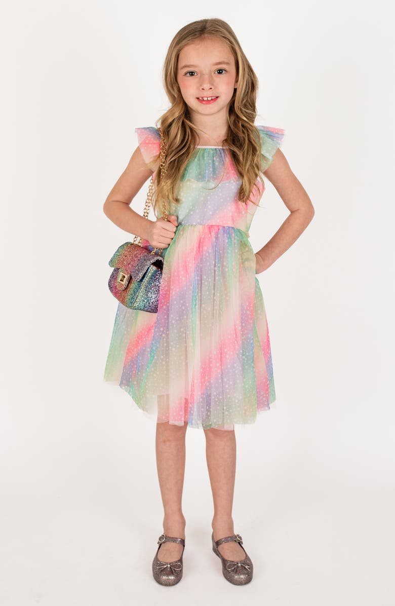 Popatu Ruffle Flounce Tulle Dress, Alternate, color, Rainbow
