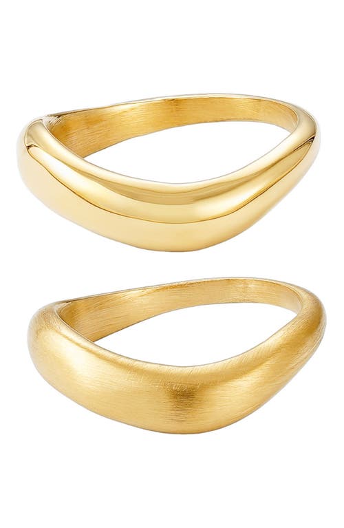 Adornia Set Of 2 Wavy Band Rings In Gold