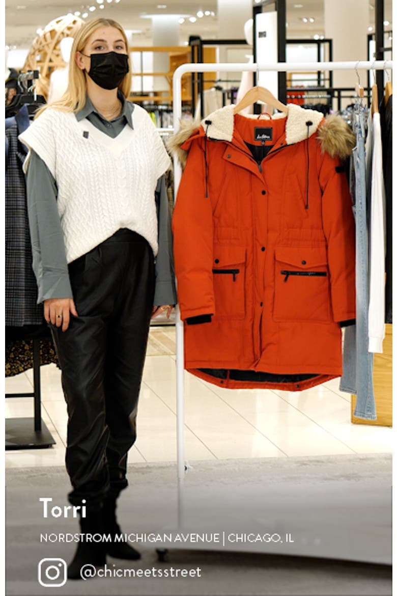 Hooded Down & Feather Fill Parka with Faux Fur Trim video
