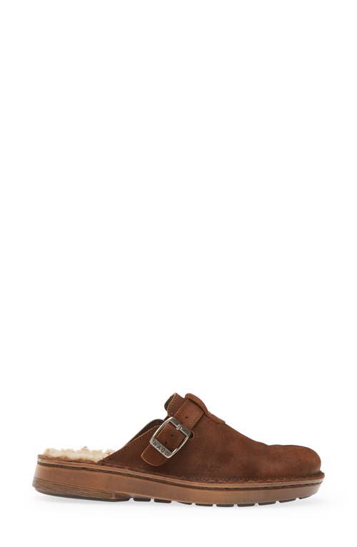 Naot Martos Faux Shearling Mule In Antique Brown Suede