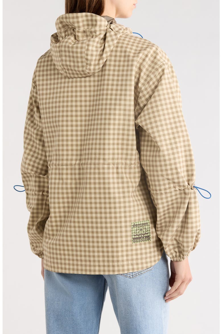 Matilda Gingham Hooded Raincoat, Alternate, color, BROWN