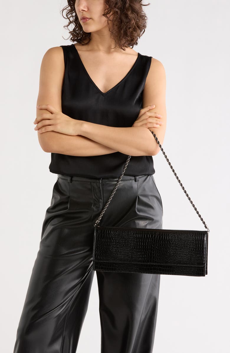 BCBG Chain Strap East/West Clutch, Alternate, color, Black