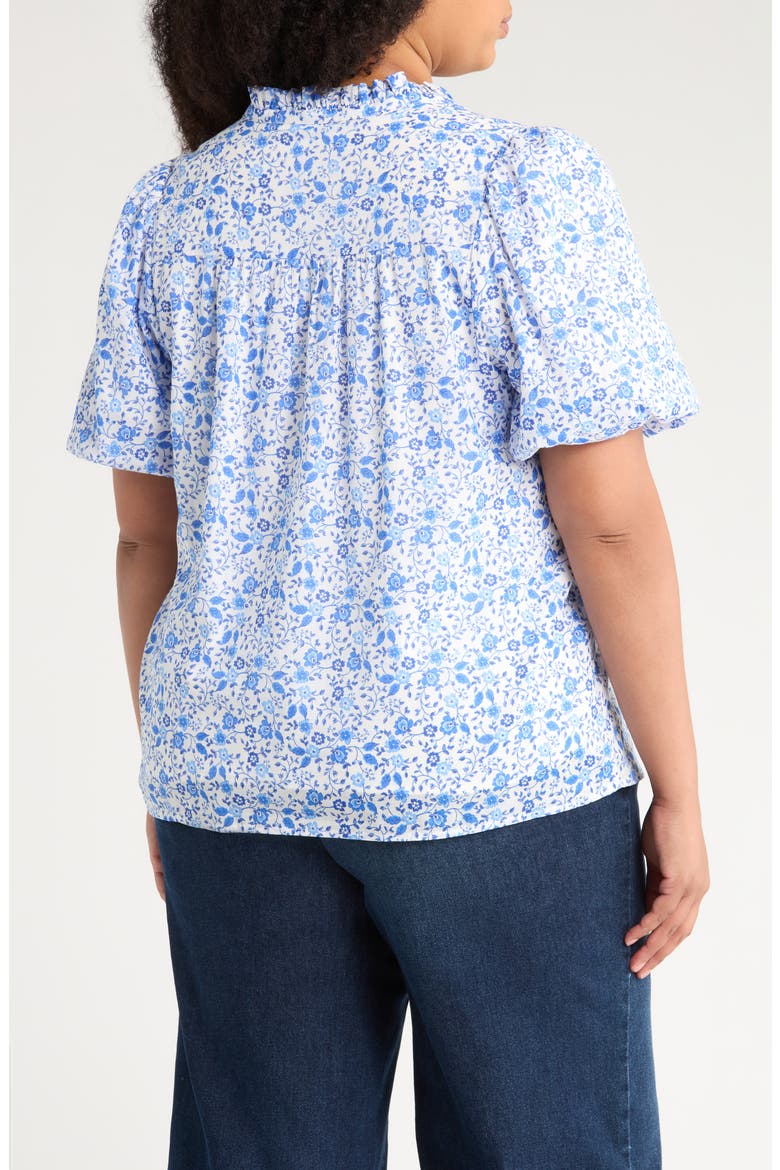 Maisie Idara Floral Puff Sleeve Top, Alternate, color, WHITE/ BLUE COMBO