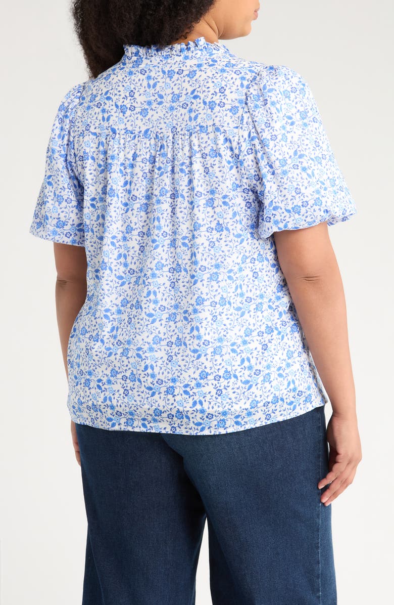 SUGARLIPS Maisie Idara Floral Puff Sleeve Top, Alternate, color, White/ Blue Combo