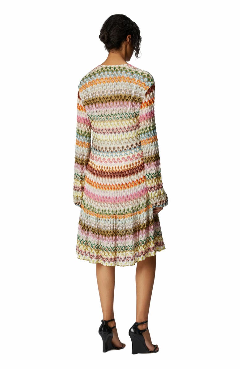 Missoni Long Sleeve Short Dress With Zig Zag Lace Pattern, Alternate, color, Multicoloured