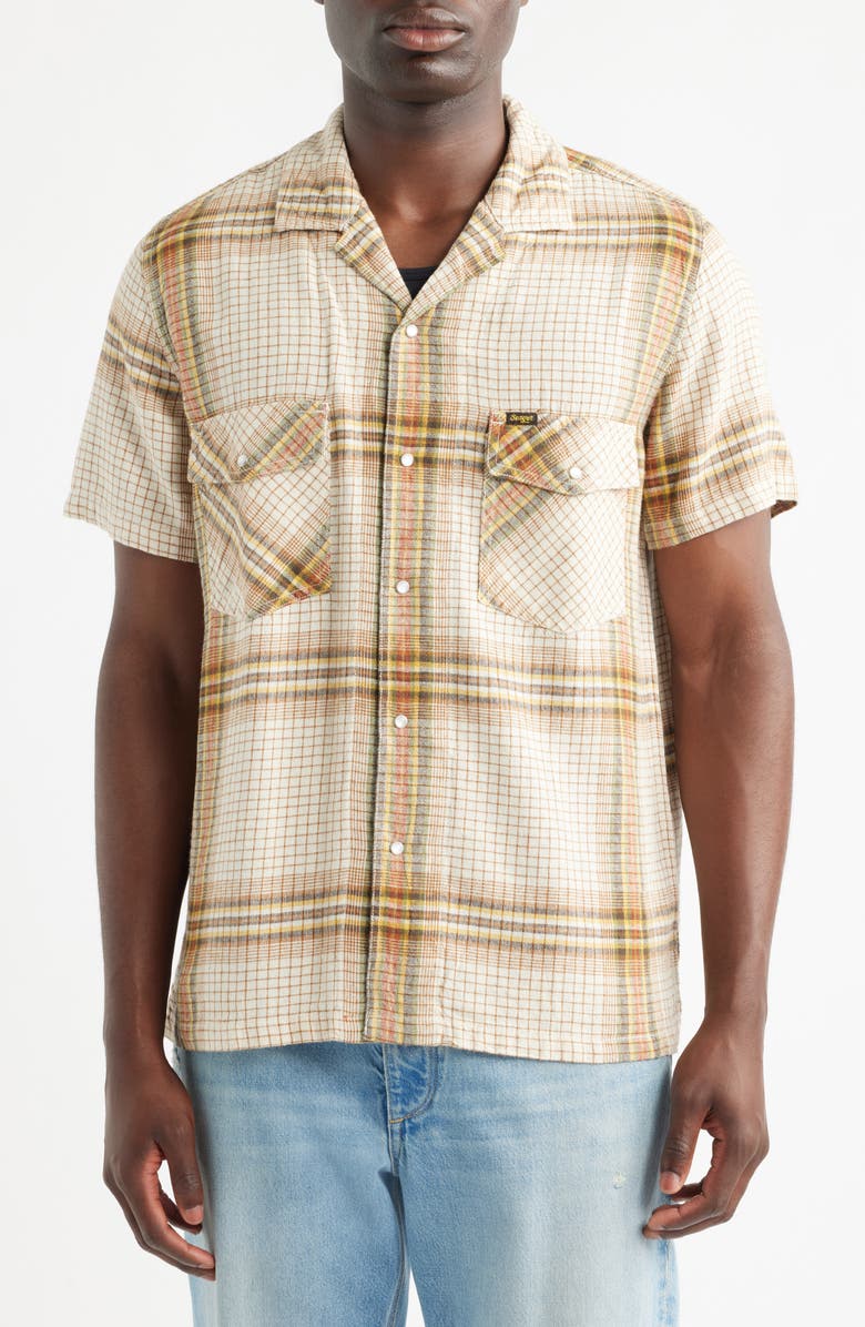 Seager Co <p>Whippersnapper Short Sleeve Snap-Up Shirt</p>, Alternate, color, White Wash Grid Plaid