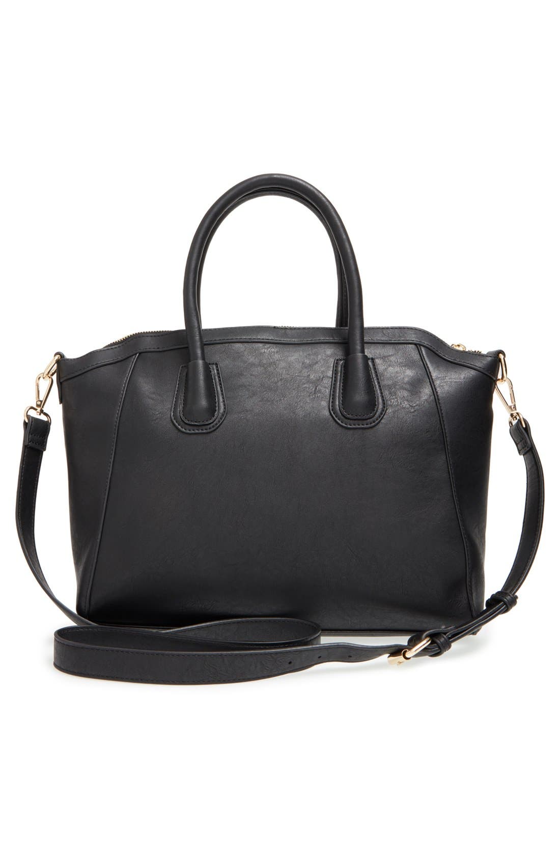 Quilted Satchel, Alternate, color, BLACK/ GOLD