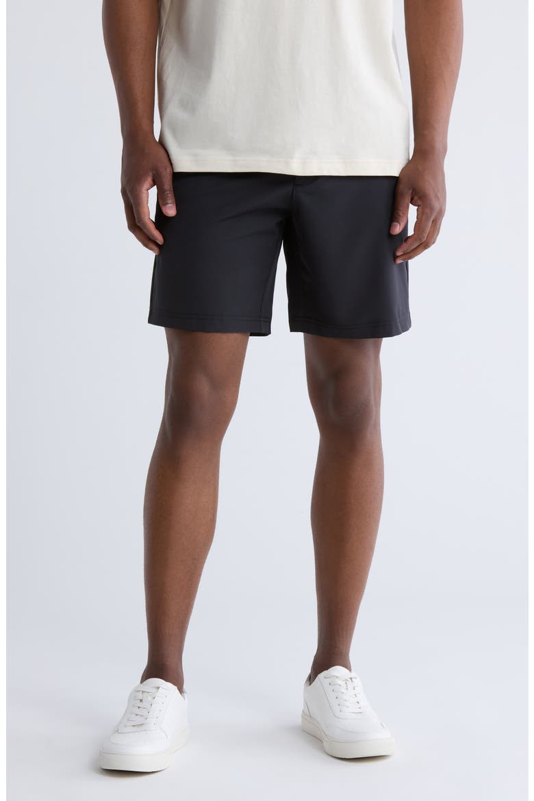8-Inch Solid Flat Front Golf Shorts, Main, color, CAVIAR