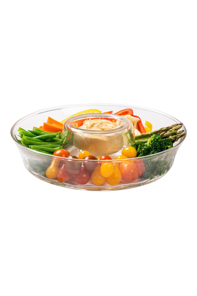 Puro Glass Chip & Dip Server, Alternate, color, CLEAR