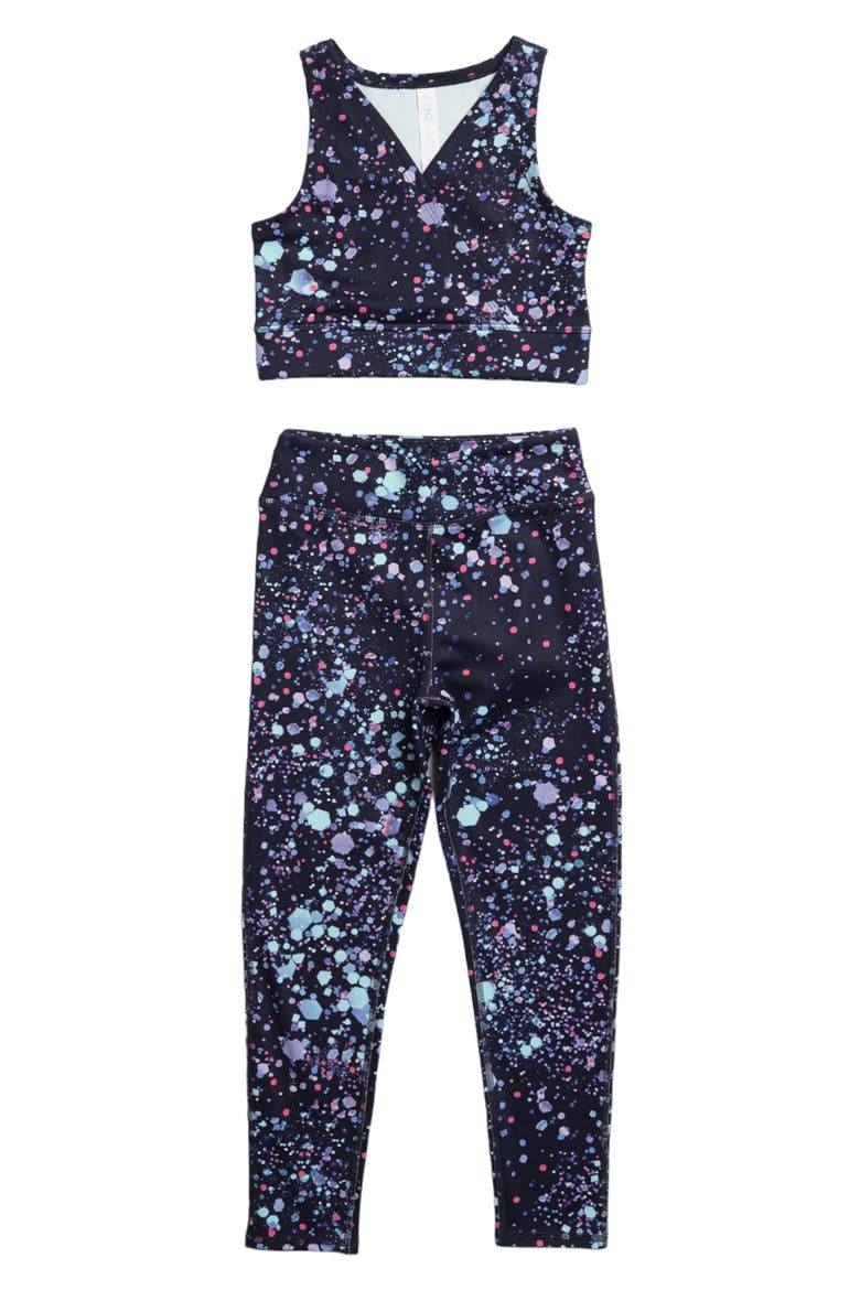 Kids' Sports Bra & Leggings Set, Main, color, NAVY EVENING GLITTERATI