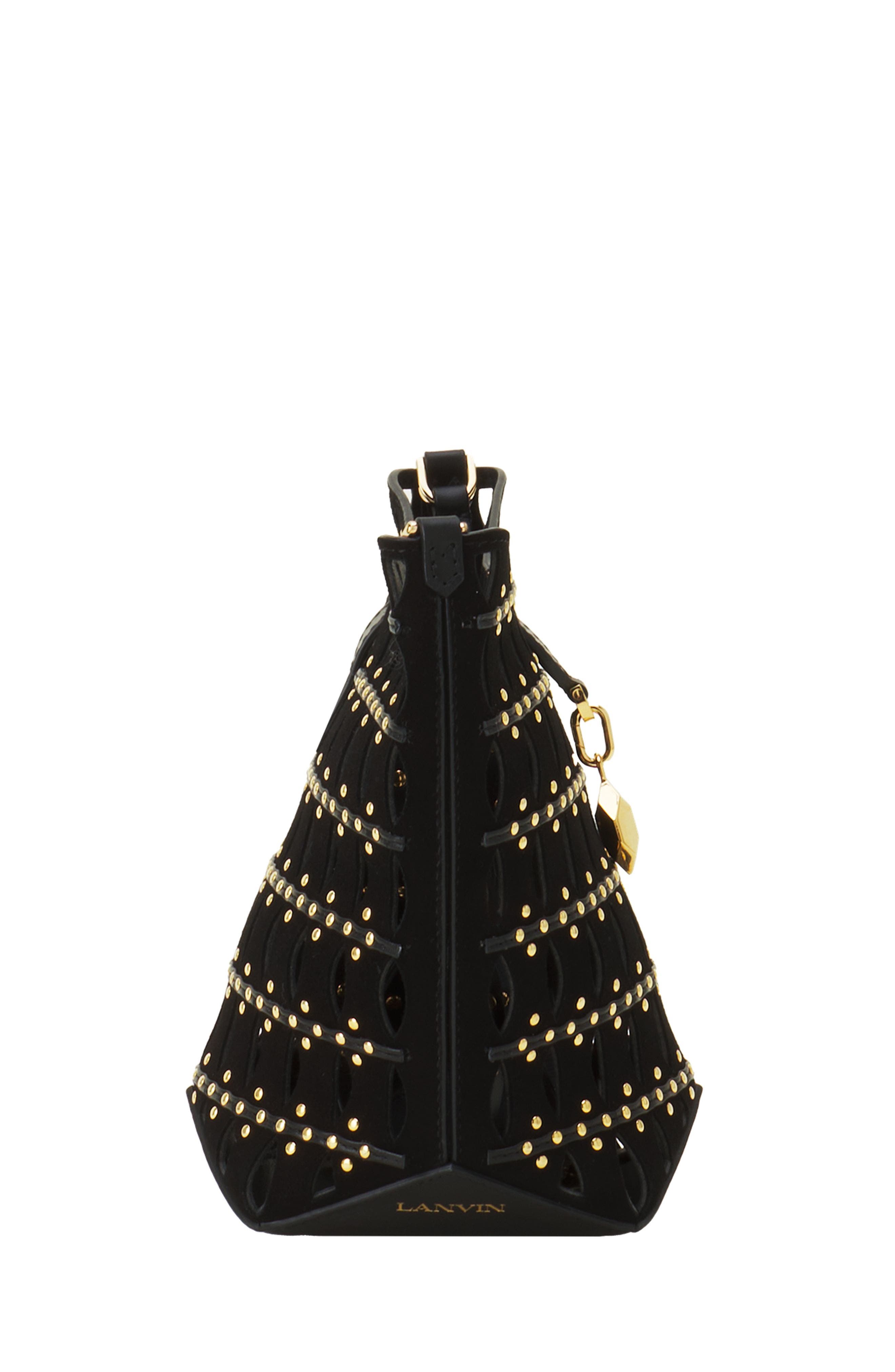 Lanvin Catch Nano By Lanvin Bucket Bag In Suede, Alternate, color, Black/Gold