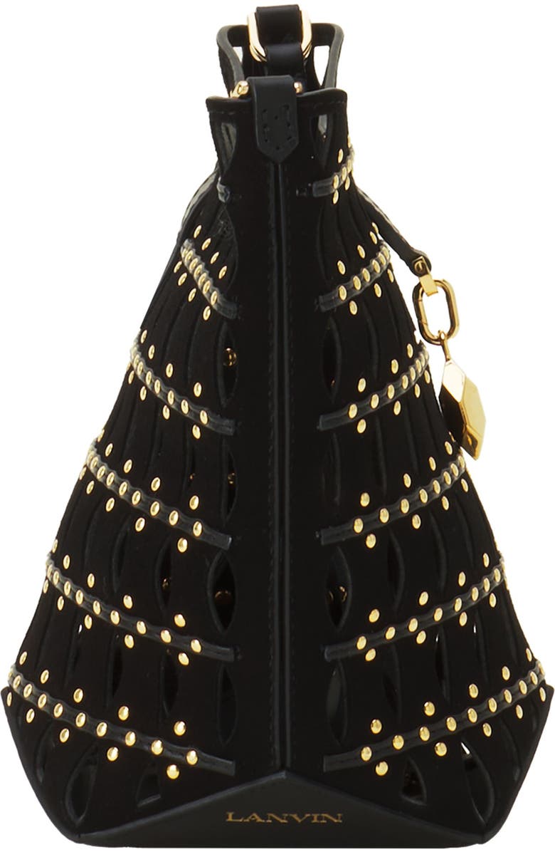 Lanvin Catch Nano By Lanvin Bucket Bag In Suede, Alternate, color, Black/Gold