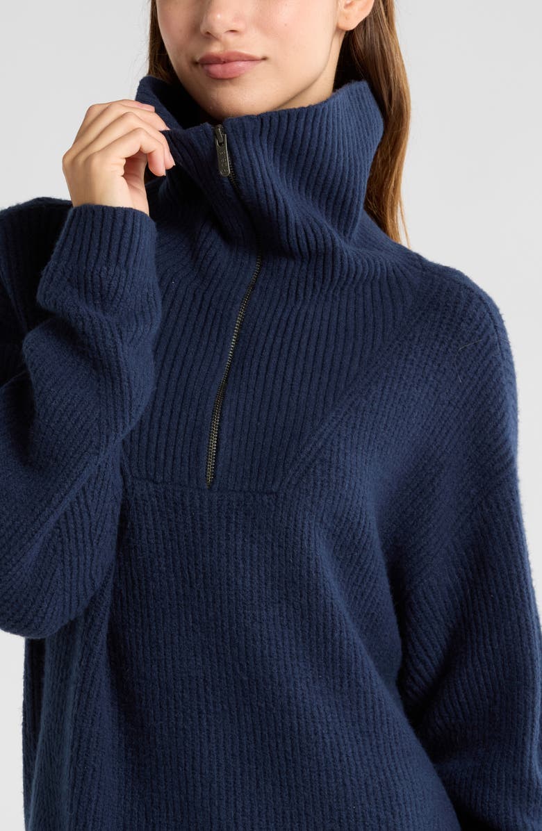 Zella Cozy Quarter Zip Rib Pullover Sweater, Alternate, color,